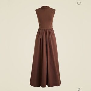 Sleeveless Mock Neck Brown Maxi Dress
